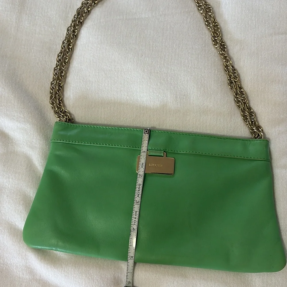 Kate Spade Mini Shoulder Bag Green Leather with Gold Chain